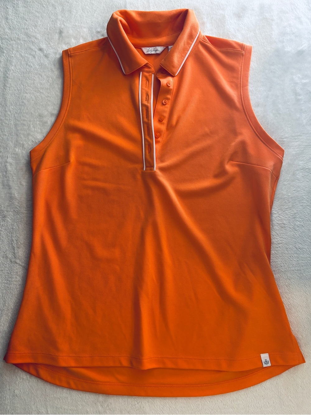 Lady Hagen Orange Sleeveless Polo Tank with Contrast Trim